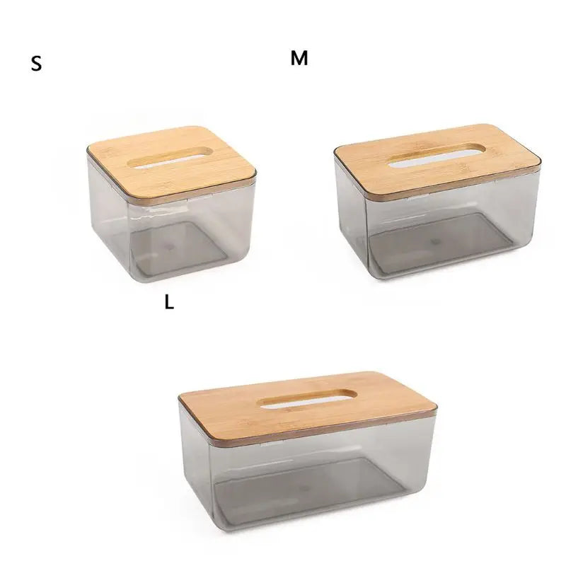 Bamboo Wooden Cover Plastic Tissue Box Paper Holder Dispenser Home Storage Case